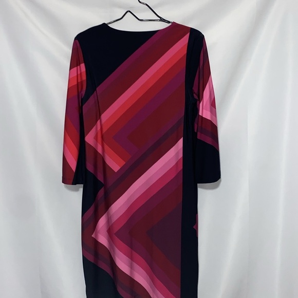 TRINA TURK WO SIZE 4 DRESS BLACK MULTIPINK DIAGONAL STRIPES EUC CLEAN - Picture 8 of 9